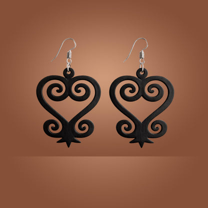 Sankofa Wood Adinkra Earrings
