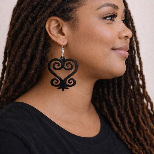 Sankofa Wood Adinkra Earrings