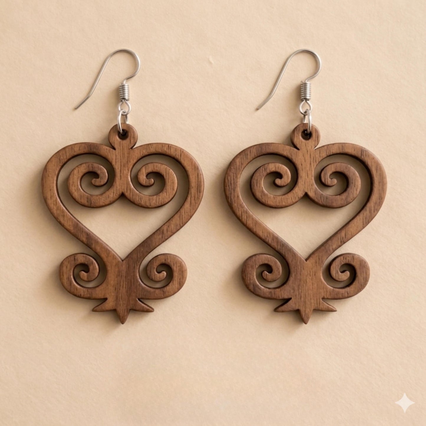 Sankofa Wood Adinkra Earrings