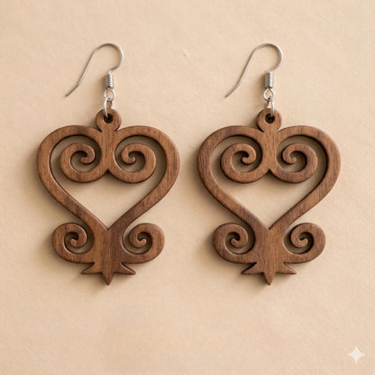 Sankofa Wood Adinkra Earrings