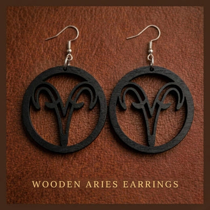 Wooden Zodiac Earrings