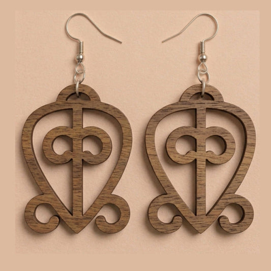 Odo Nnyew Fie Kwan Wood Adinkra Earrings