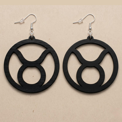 Taurus Wood Zodiac Earrings