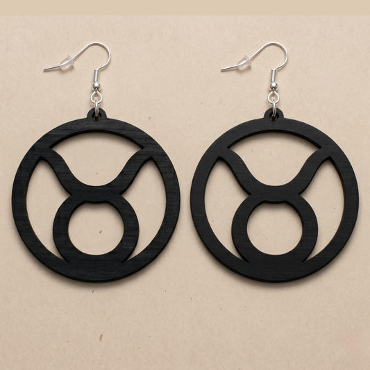 Taurus Wood Zodiac Earrings