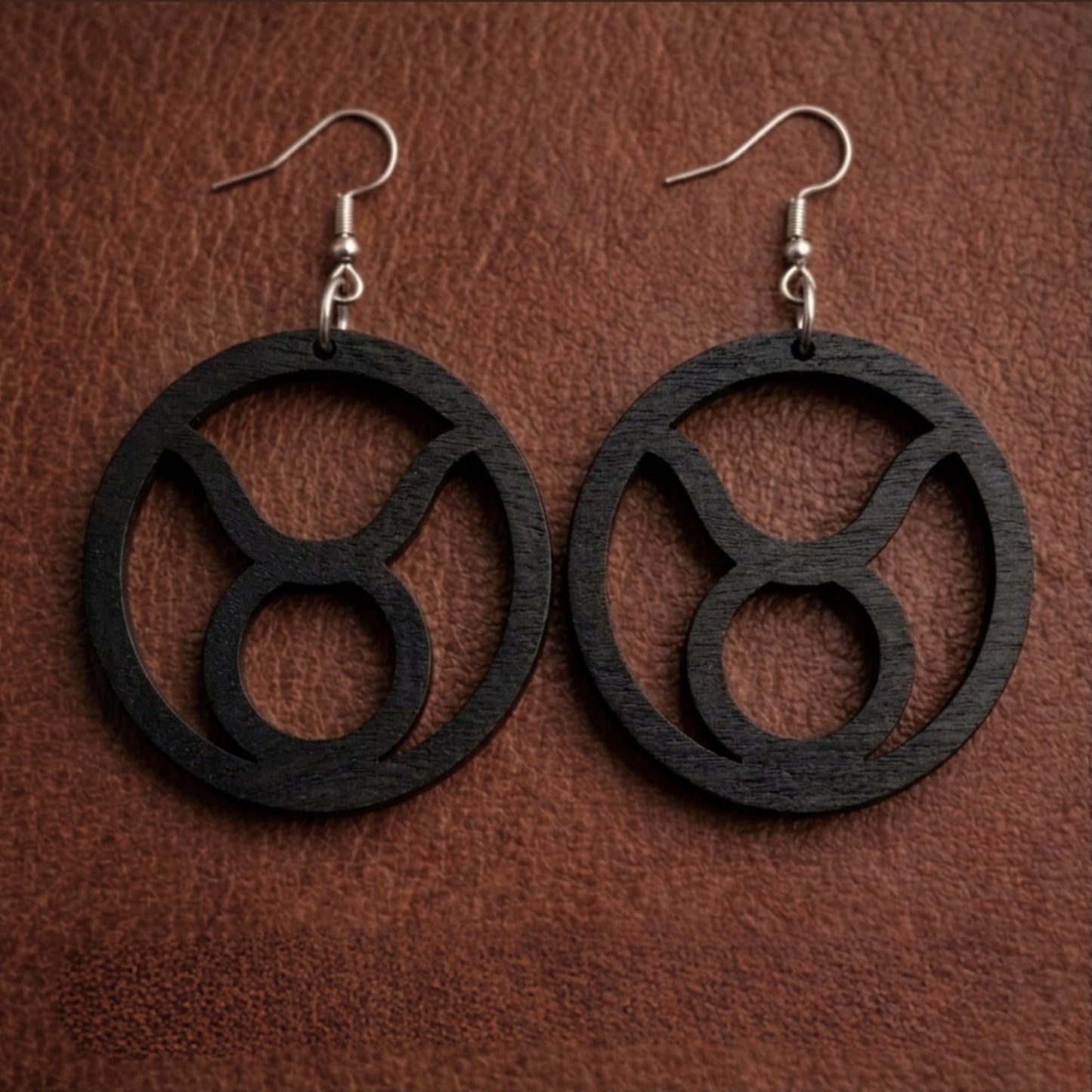 Taurus Wood Zodiac Earrings