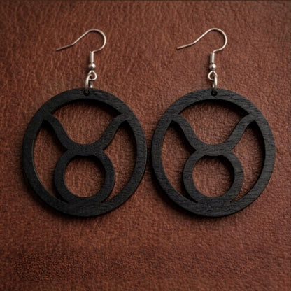Taurus Wood Zodiac Earrings