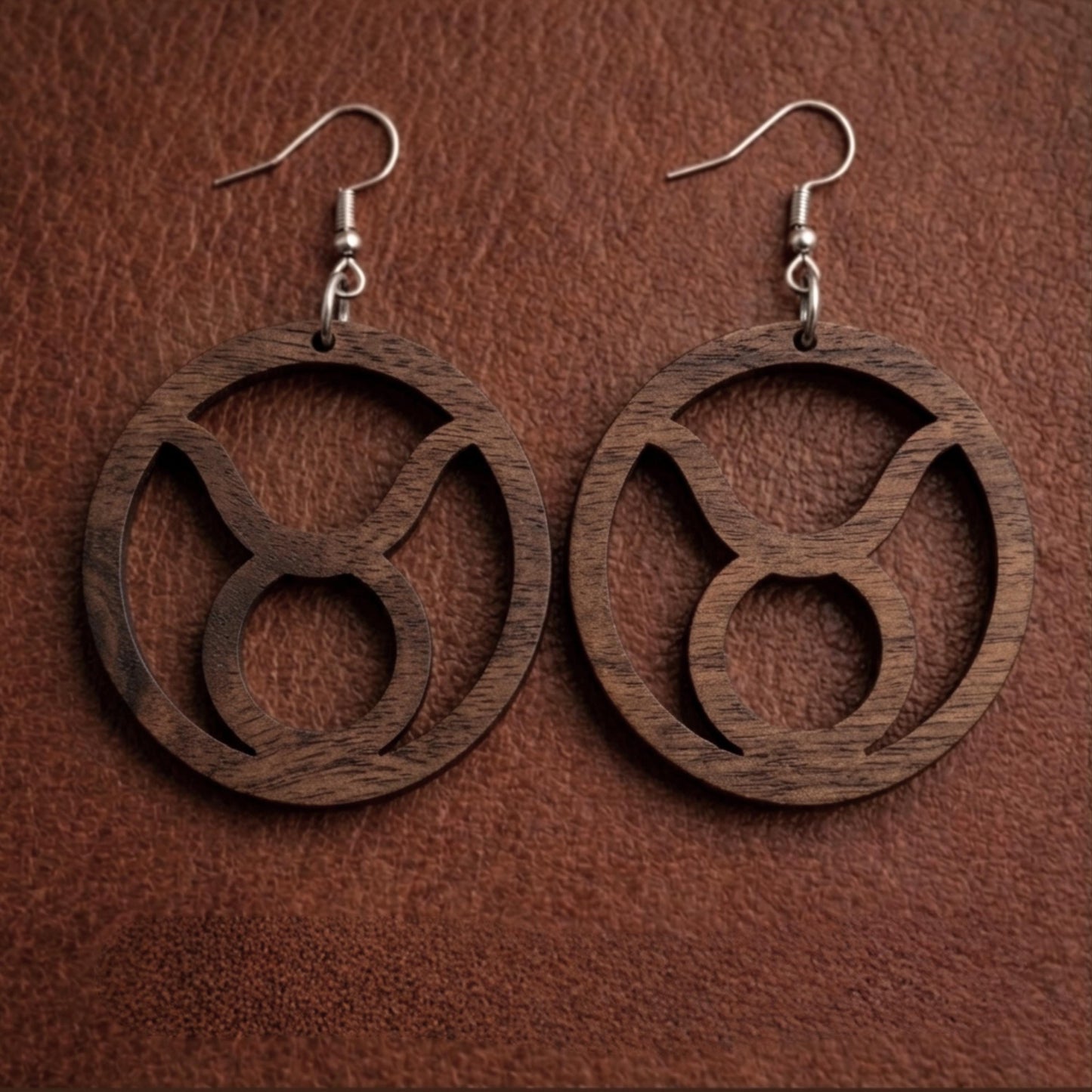 Taurus Wood Zodiac Earrings