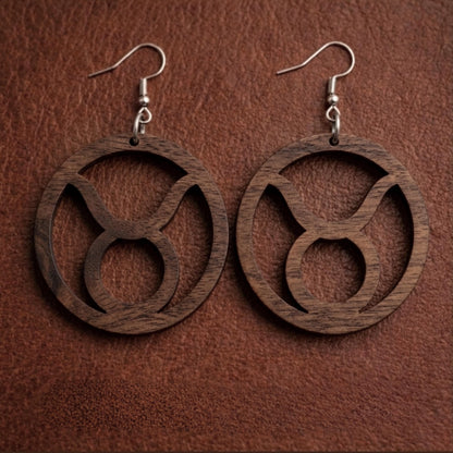 Taurus Wood Zodiac Earrings