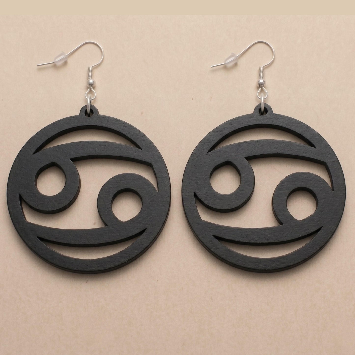 Cancer Wood Zodiac Earrings