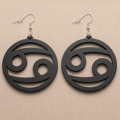 Cancer Wood Zodiac Earrings