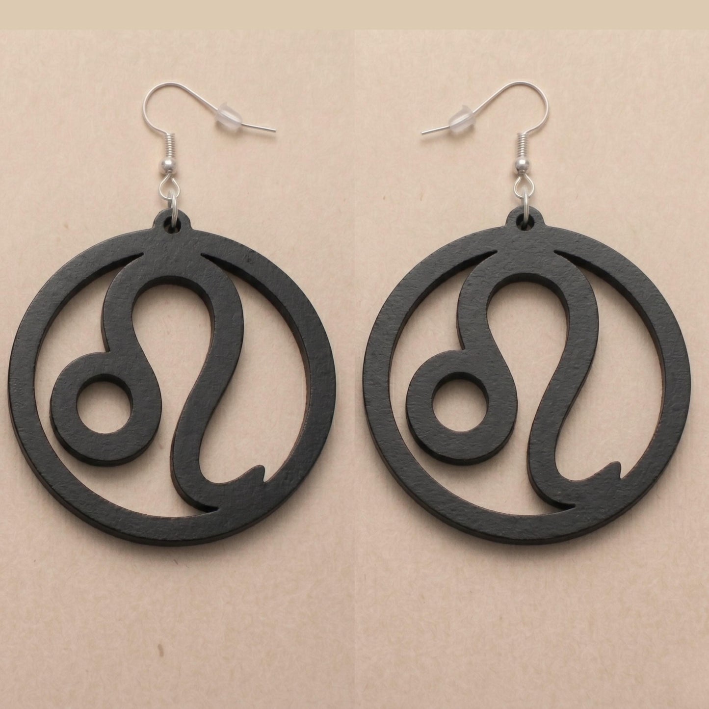 Leo Wood Zodiac Earrings