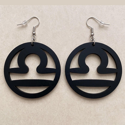 Libra Wood Zodiac Earrings