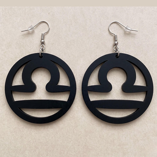 Libra Wood Zodiac Earrings