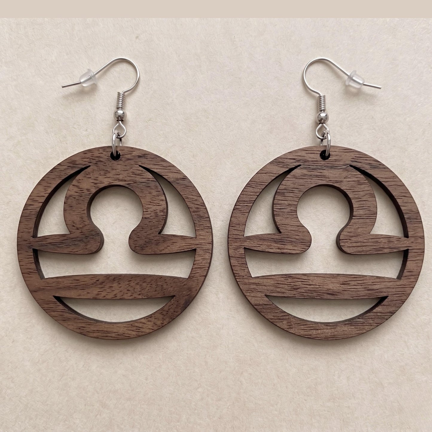 Libra Wood Zodiac Earrings