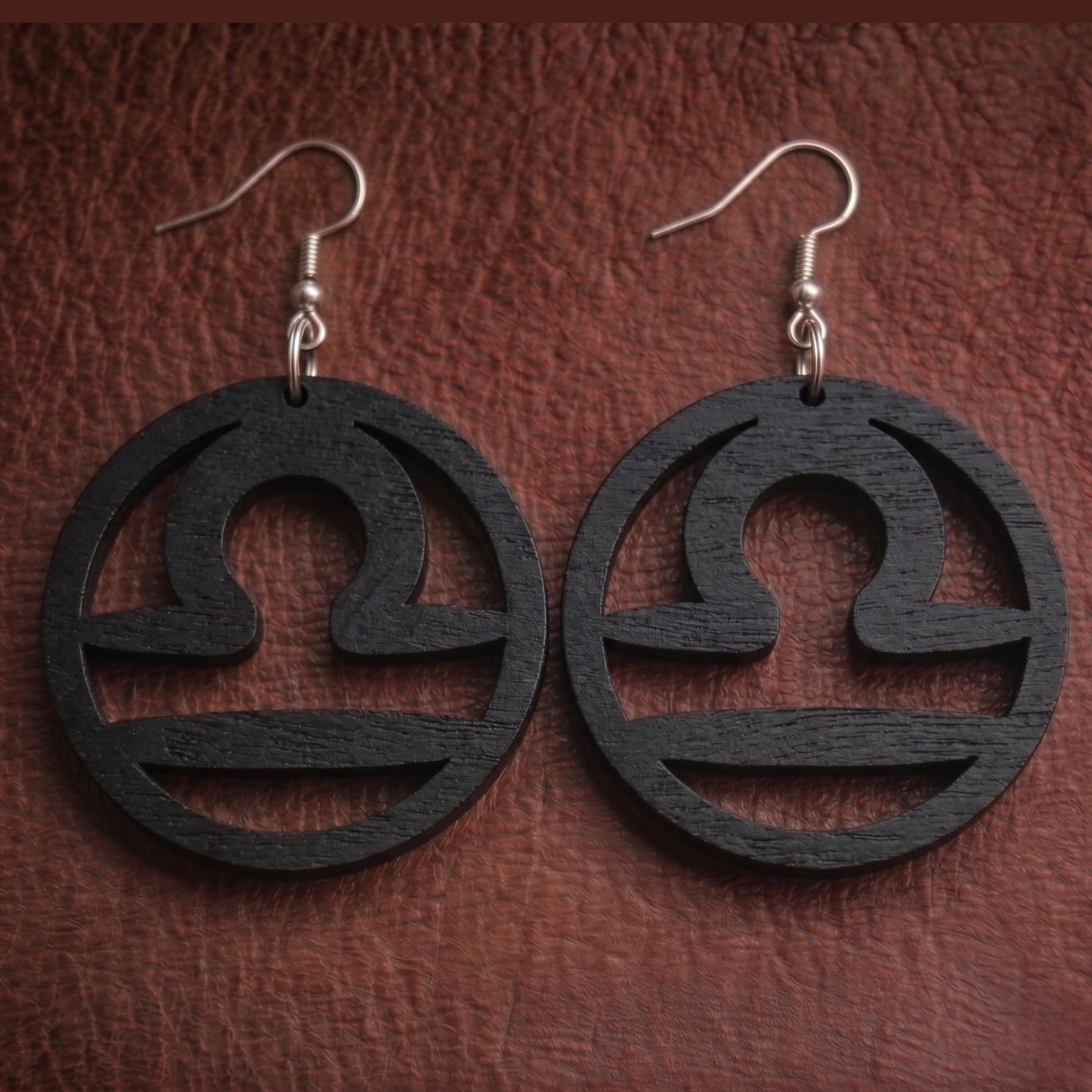 Libra Wood Zodiac Earrings