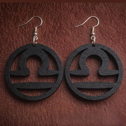Libra Wood Zodiac Earrings