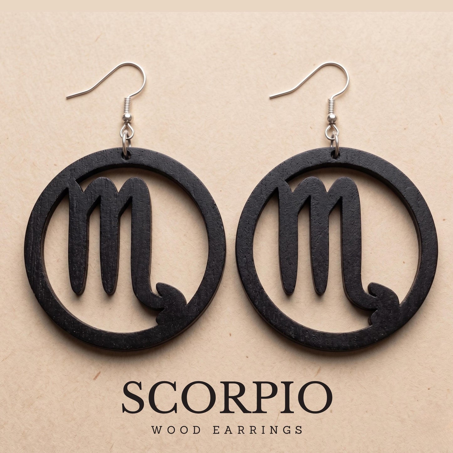 Scorpio Wood Zodiac Earrings
