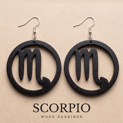 Scorpio Wood Zodiac Earrings