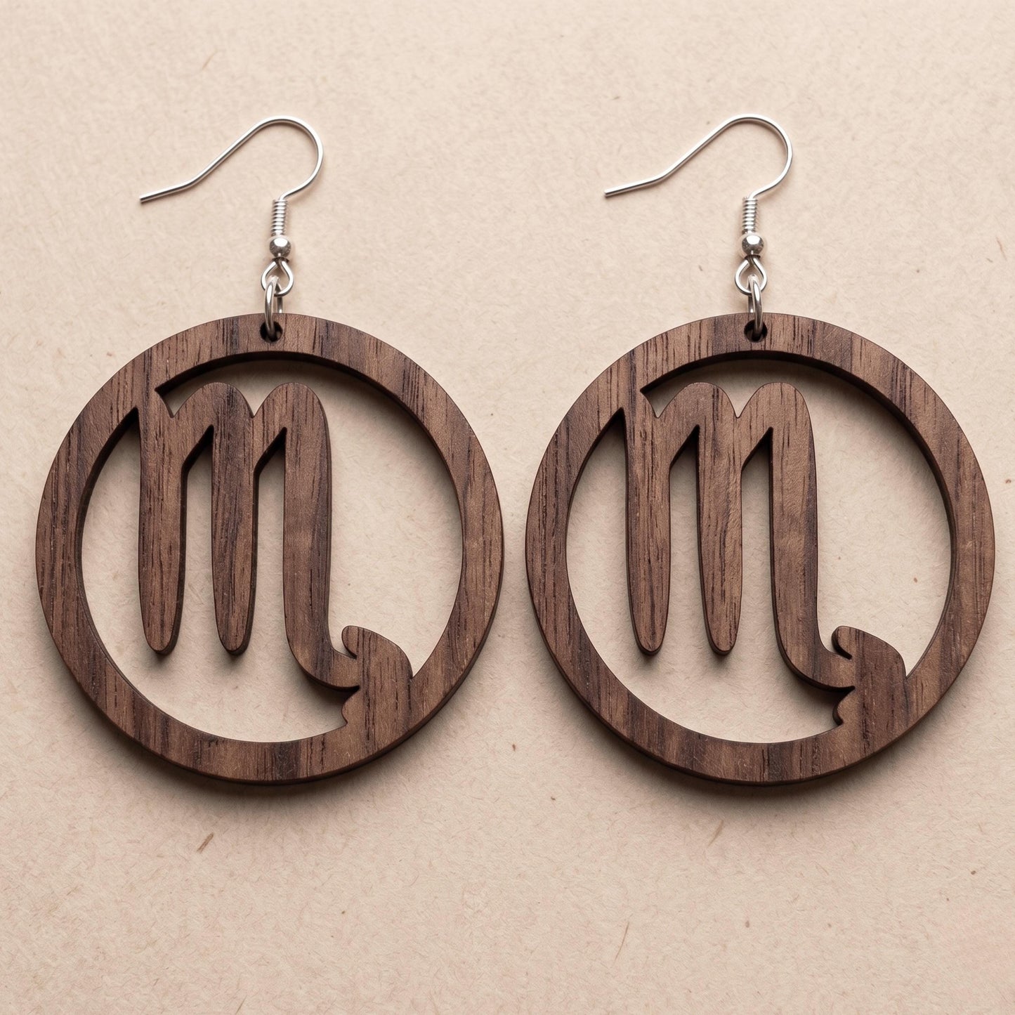 Scorpio Wood Zodiac Earrings
