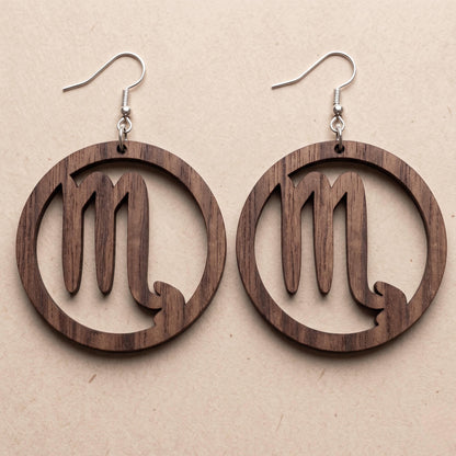 Scorpio Wood Zodiac Earrings