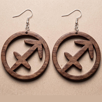 Sagittarius Wood Earrings