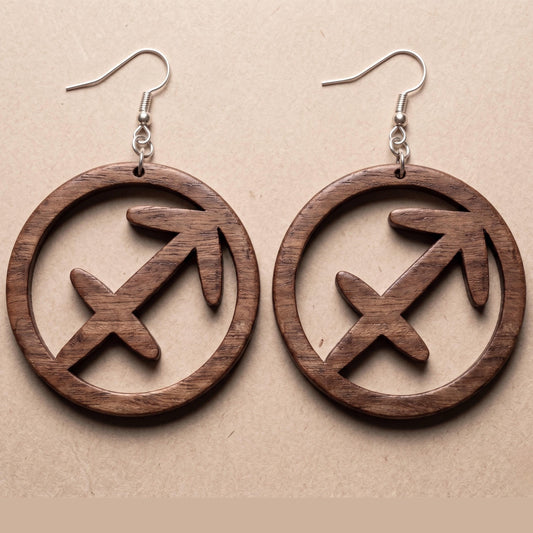 Sagittarius Wood Earrings