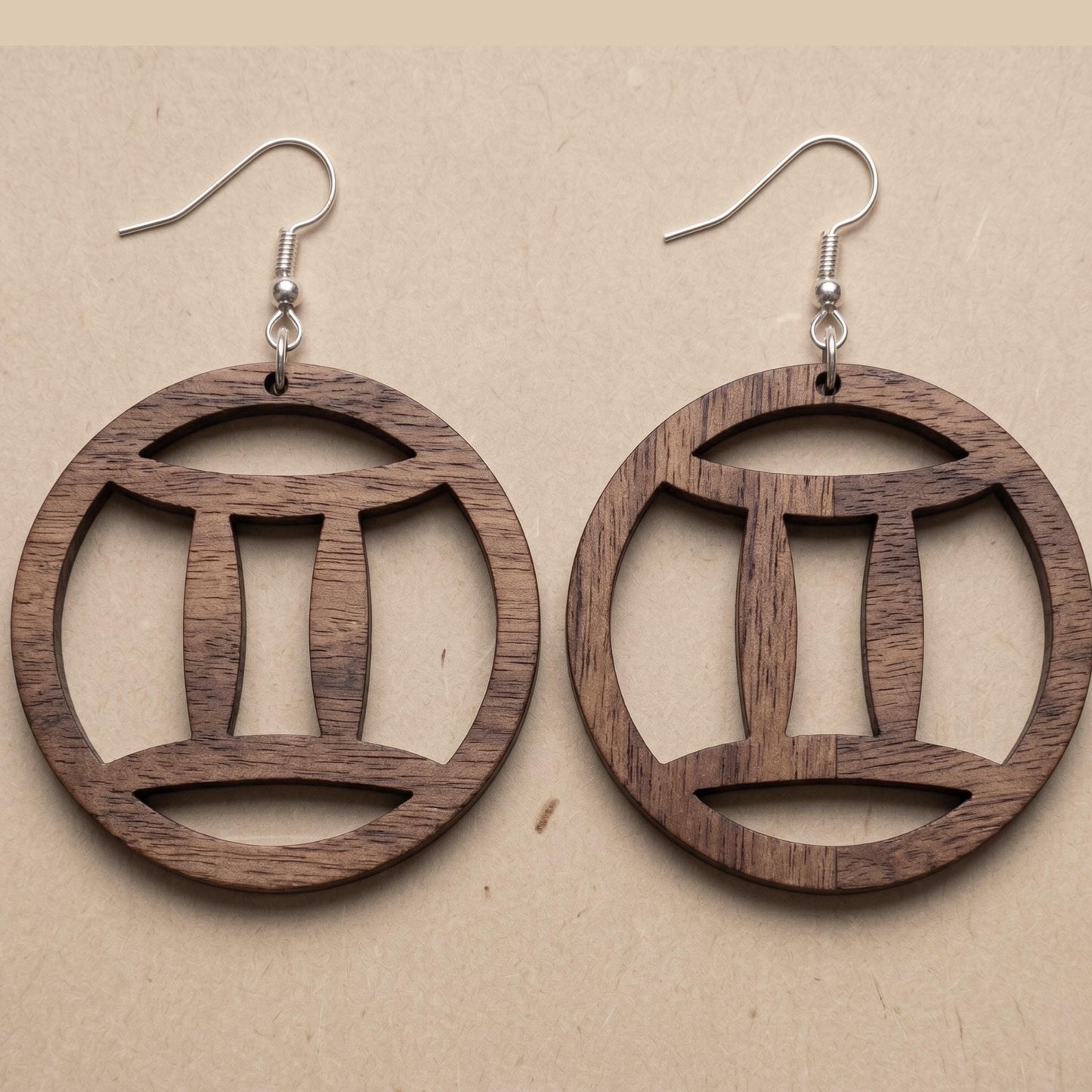 Pisces Wood Zodiac Earrings