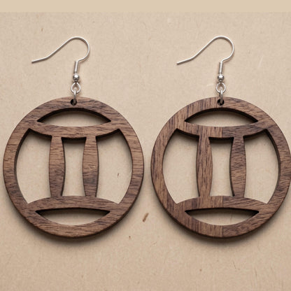 Pisces Wood Zodiac Earrings