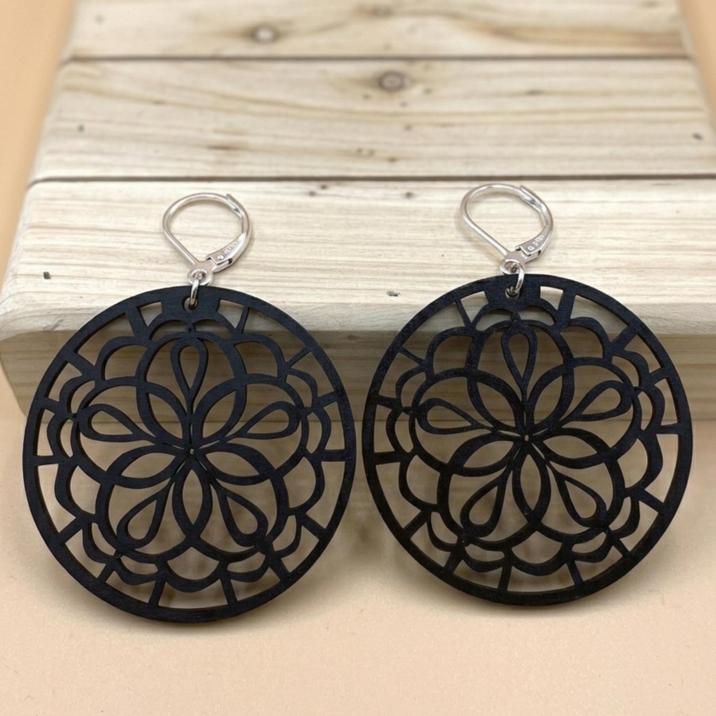 Mandala Wood Statement Earrings