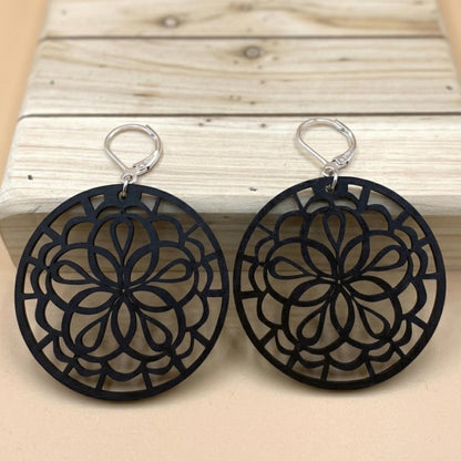 Mandala Wood Statement Earrings