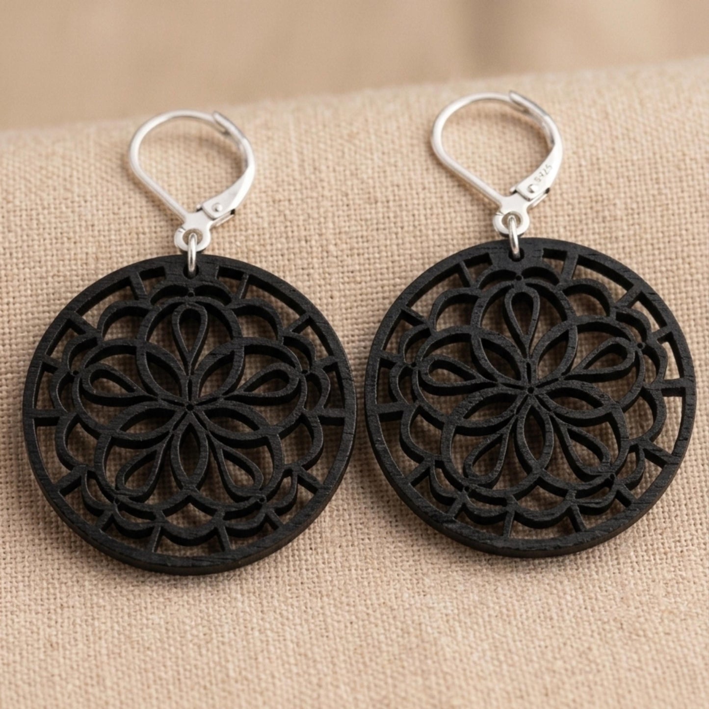 Mandala Wood Statement Earrings
