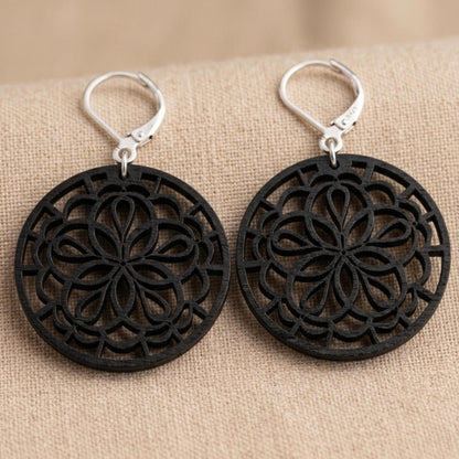 Mandala Wood Statement Earrings