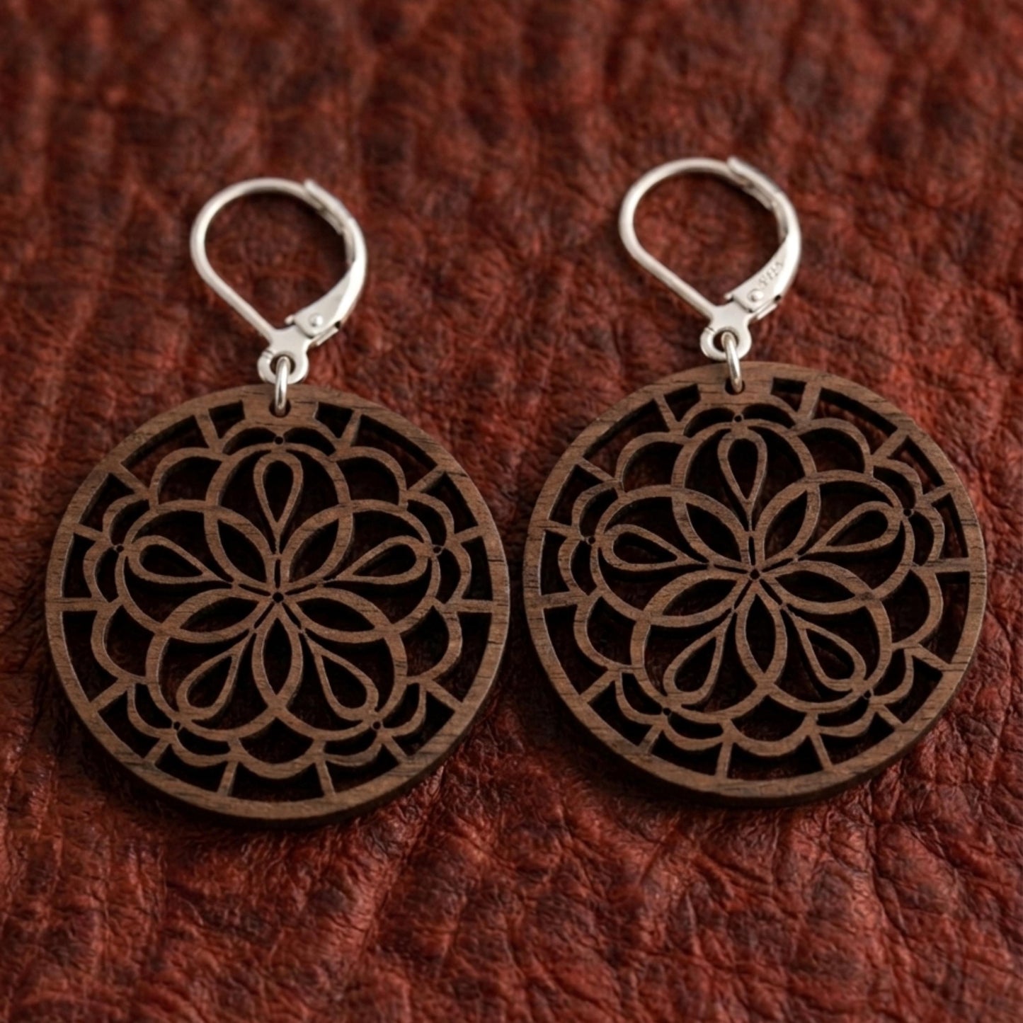 Mandala Wood Statement Earrings
