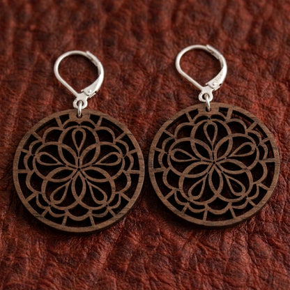 Mandala Wood Statement Earrings
