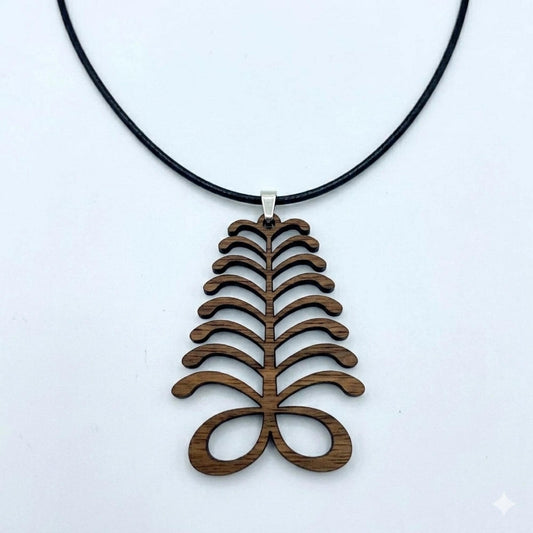 Aya Fern Adinkra Wood Necklace