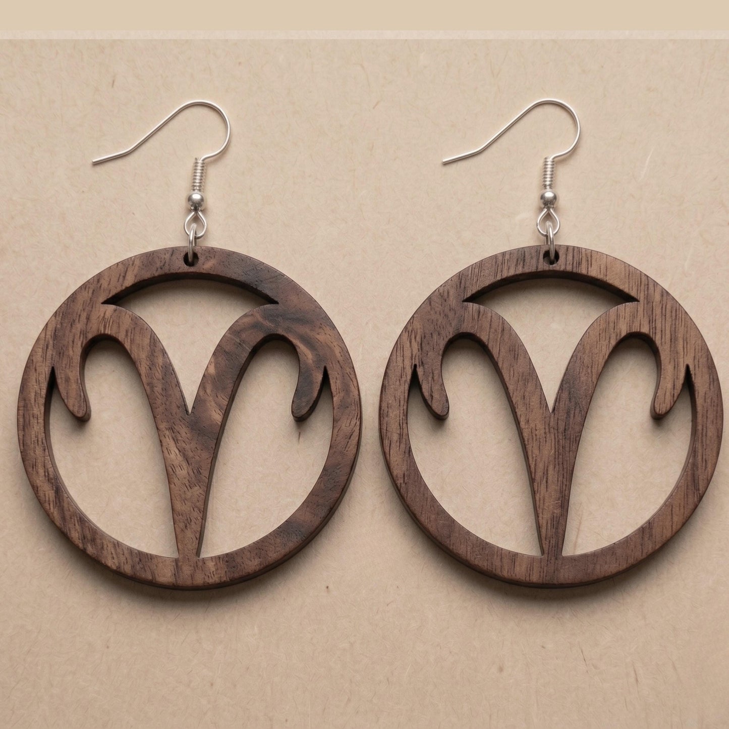 Aries Wood Zodiac Earrings