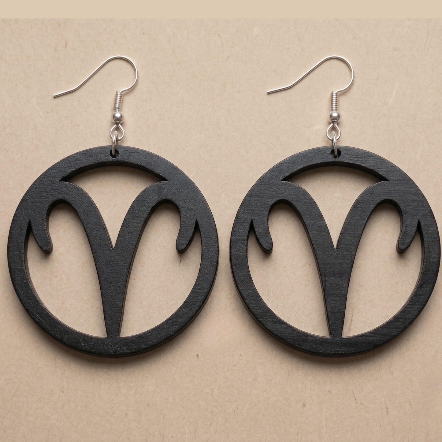 Aries Wood Zodiac Earrings