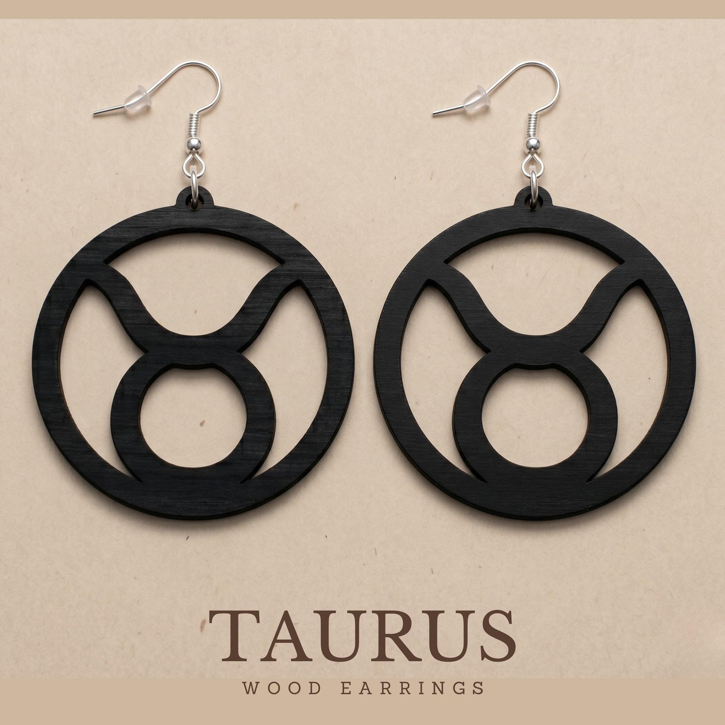 Taurus Wood Zodiac Earrings