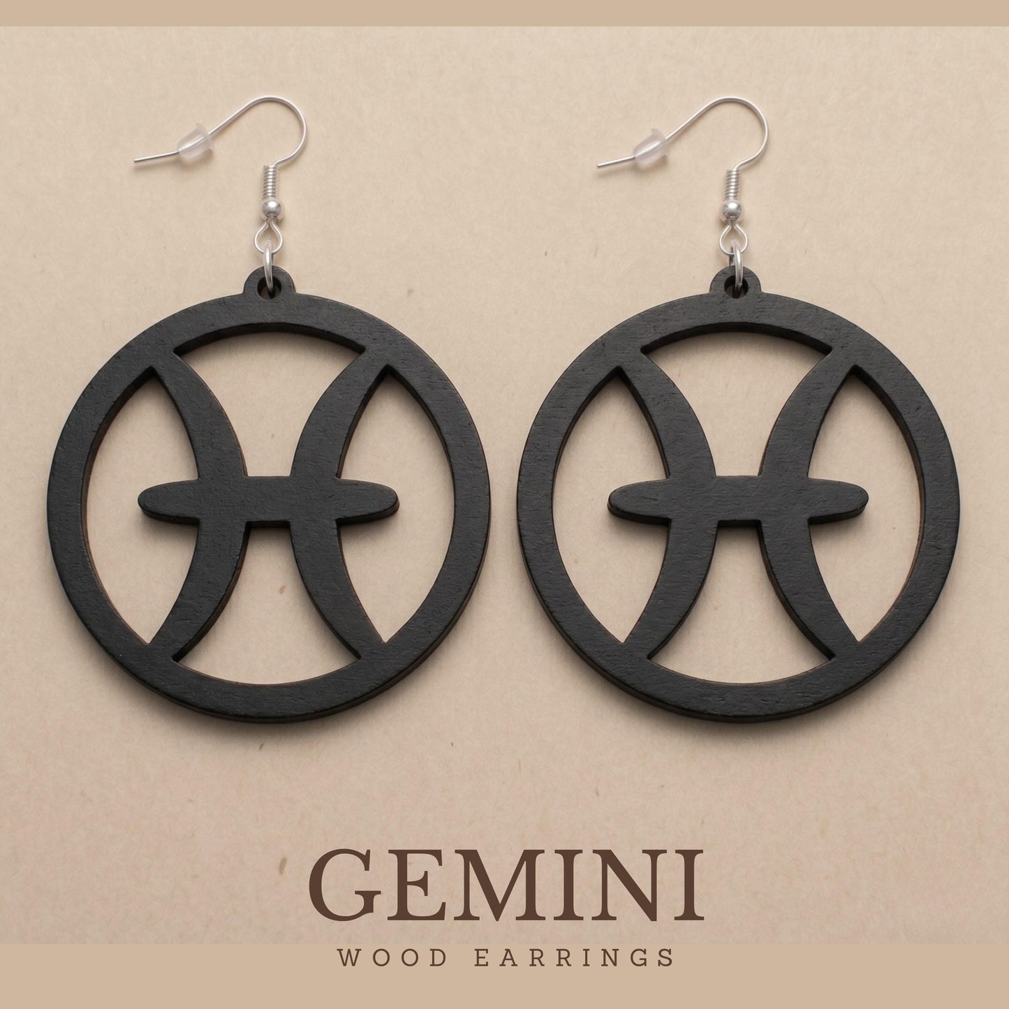 Gemini Wood Zodiac Earrings