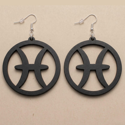 Gemini Wood Zodiac Earrings