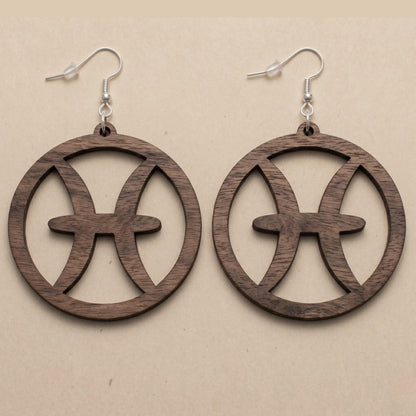 Gemini Wood Zodiac Earrings