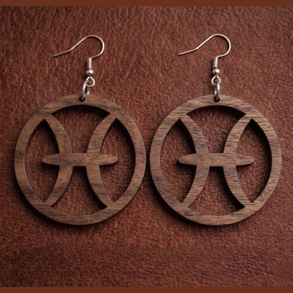 Gemini Wood Zodiac Earrings