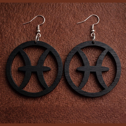 Gemini Wood Zodiac Earrings