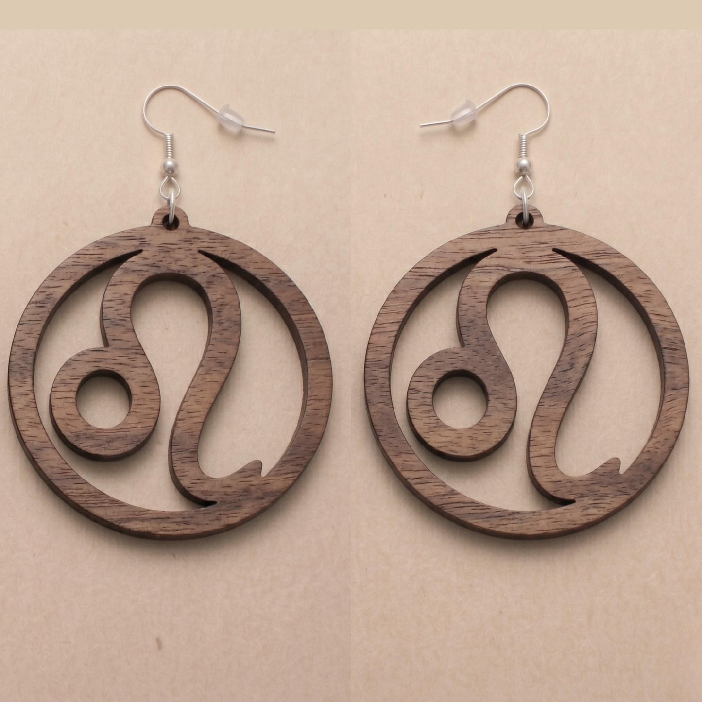 Leo Wood Zodiac Earrings