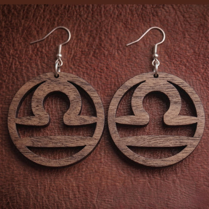 Libra Wood Zodiac Earrings