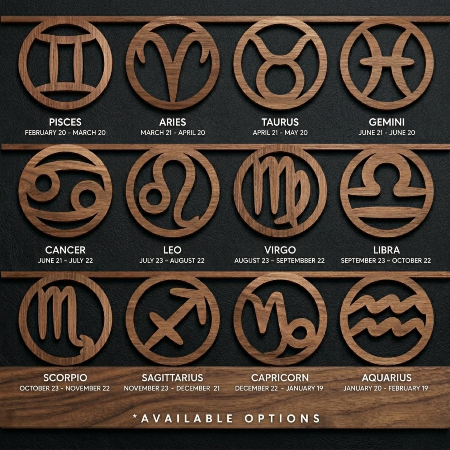Libra Wood Zodiac Earrings