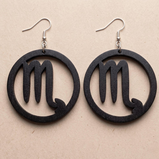 Scorpio Wood Zodiac Earrings