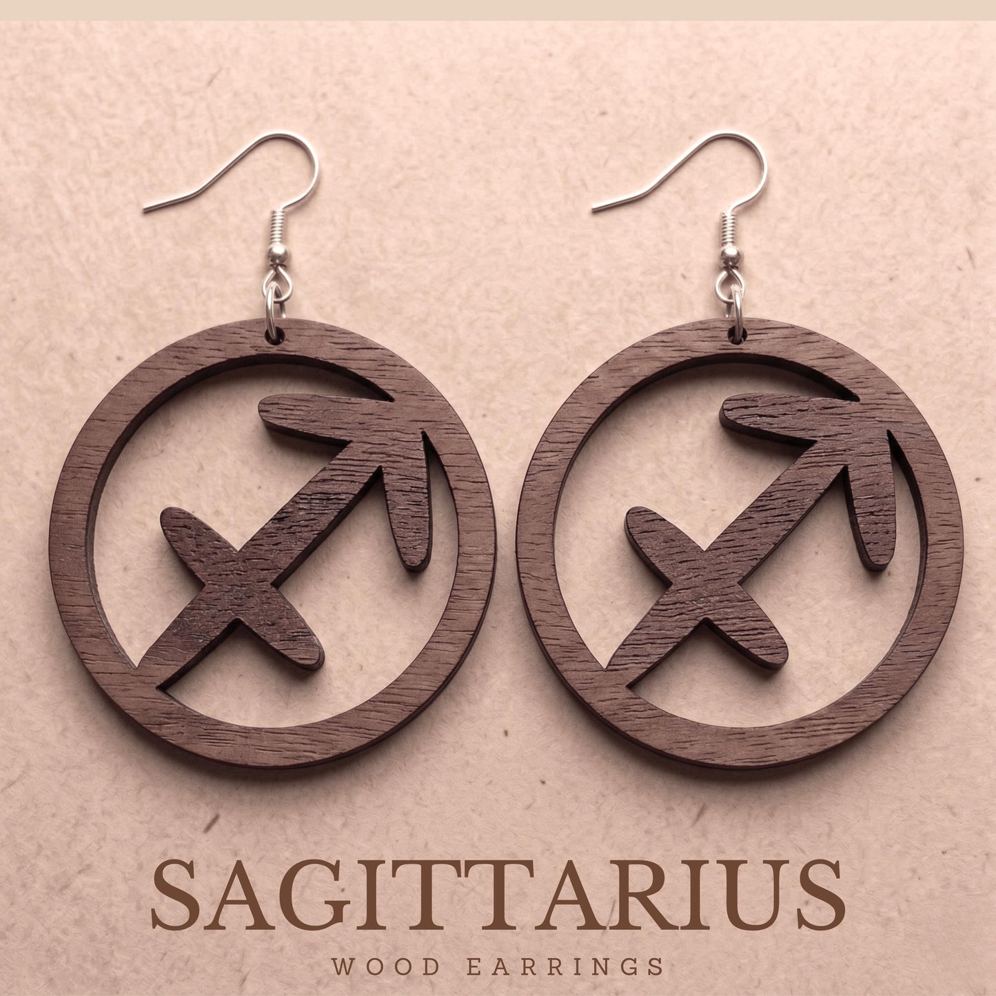 Sagittarius Wood Earrings