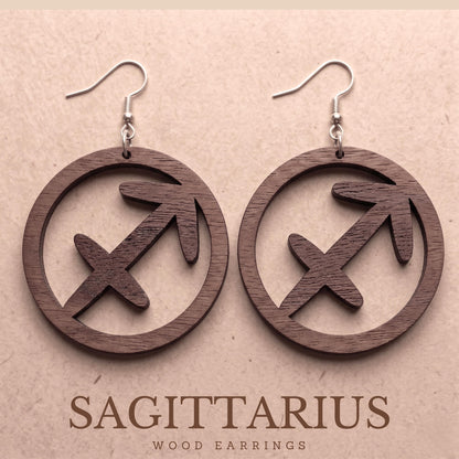 Sagittarius Wood Earrings