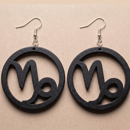 Capricorn Wood Zodiac Earrings